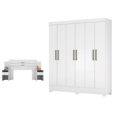 Imagem de Conjunto Cabeceira E Guarda Roupa Casal Virgina Branco