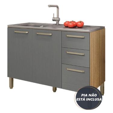 Imagem de Balcão Gabinete Para Pia 1,20m Versalhes Kit's Paraná Madeirado-grafite