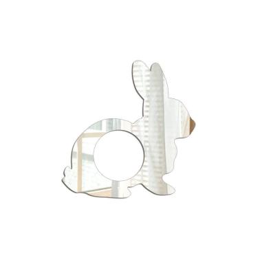 Imagem de Porta Guardanapo Espelhado Coelho Kit 4 Peças 8cmx8cm - Cria Arte Laser Prata