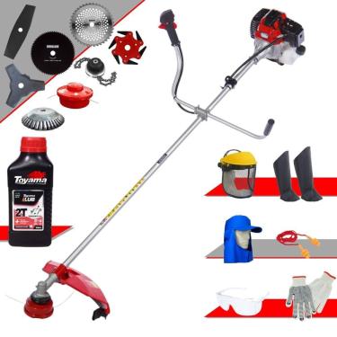 Imagem de Roçadeira RT52L Toyama 52cc Com Carretel Nylon + Facas 2 Pontas, 3 Pontas, 6 Pontas, 40 Dentes, 80 Dentes, Trimmer e Escova de Aço + EPI + ÓLEO TOYAMA