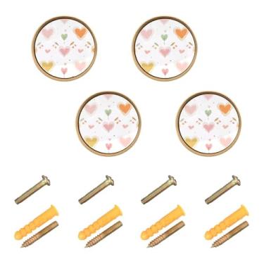 Imagem de GUIJI Puxadores de armário redondos sólidos com coração de tiro com arco, puxadores de gaveta de 3,5 cm, puxadores de gaveta, 4 maçanetas de móveis para armário de cômoda de cozinha