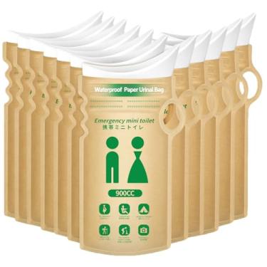 Imagem de HeyFir Sacos de urina descartáveis para emergências de viagem, mictório portátil à base de papel, à prova de vazamento de 900 ml para homens e mulheres, biodegradáveis com pó de solidificação