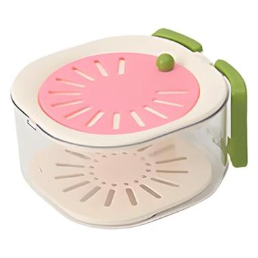 Imagem de Bothyi Cesto escorredor de frutas, cesto para lavar roupa, removível, multiuso, com ventilação ajustável, prático, com tampa, alça dobrável, Rosa