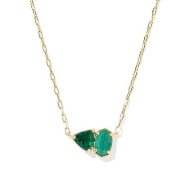 Imagem de Kendra Scott Colar feminino Tatum curto com pingente dourado verde misto tamanho único