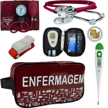 Imagem de Kit Enfermagem Esteto Com Medidor Glicose Aparelho Pressão - Love Saud