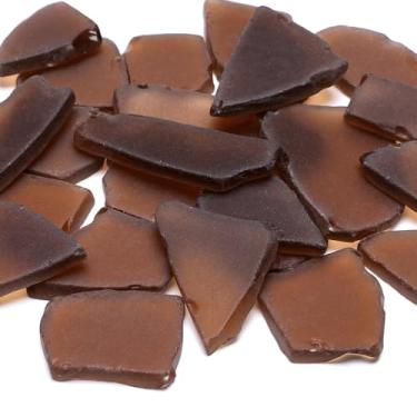 Imagem de SUREAM Vidro marinho de 368 g para artesanato, peças de vidro quebrado marrom para artesanato, vidro de praia para enchimento de vasos, centros de mesa de casamento na praia, decoração de aquário de