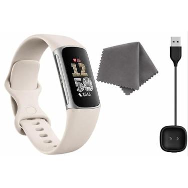 Imagem de Fitbit Monitor de fitness Charge 6 (pacote) – preto/obsidiana – frequência cardíaca, GPS, rastreamento de sono e estresse + carregador rápido e pano de limpeza (porcelana)