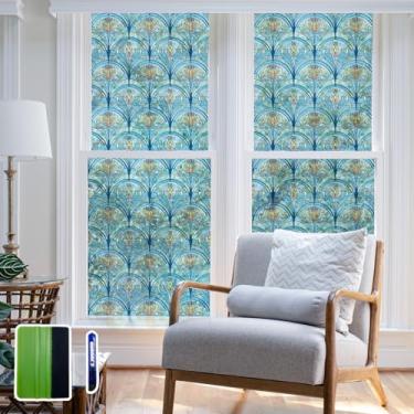 Imagem de Chicskin Película de vitral vintage 3D com ferramentas, película decorativa para janela de privacidade para quarto/porta/decoração de casa, íris crepúsculo, 58 x 200 cm (58 x 200 cm)