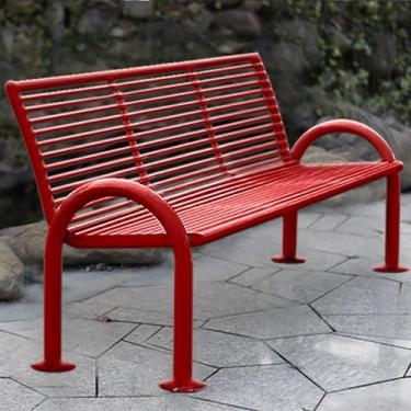 Imagem de Banco externo de metal com encosto e apoios de braços, banco de jardim, bancos de parque à prova de intempéries para quintal, varanda, gramado, varanda e quintal (preto, 120 cm/47 pol)