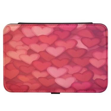 Imagem de Burbuja Caixa de joias de viagem com corações de dia dos namorados, presente para mulheres e meninas, estojo de joias portátil de couro PU organizador para brincos, anéis, colares e pulseiras