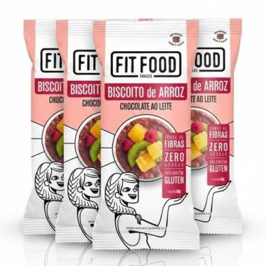Imagem de Kit 4 Biscoito de Arroz c/ Chocolate ao Leite FIT FOOD 60g