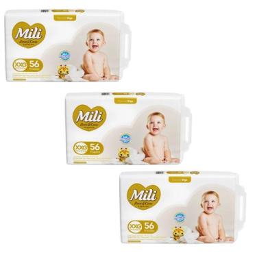 Imagem de Kit C3 Fralda Love & Care Premium XXG C56 - Mili