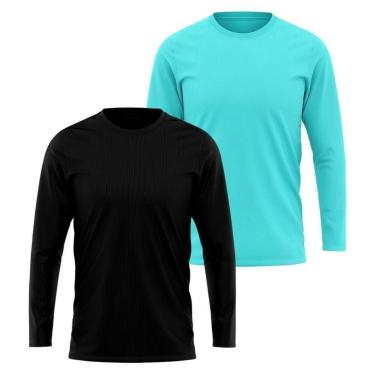 Imagem de Kit 2 Camisetas Manga Longa Segunda Pele Masculina Lisa Dry Academia Fit-Masculino