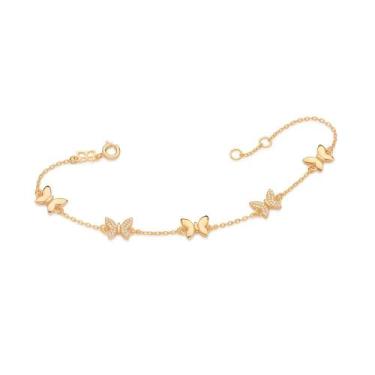 Imagem de Pulseira rommanel banhado ouro 3x 24k 18k e 22k feminina borboletas cr