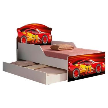 Imagem de Mini Cama Infantil Lívia com Cama Auxiliar com Grade de Proteção Mdf Vermelho Milani Mo...