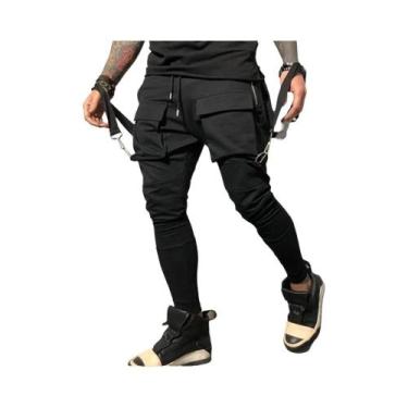 Imagem de Calças De Corrida Slim Fit Masculinas Respiráveis Com Múltiplos Bolsos