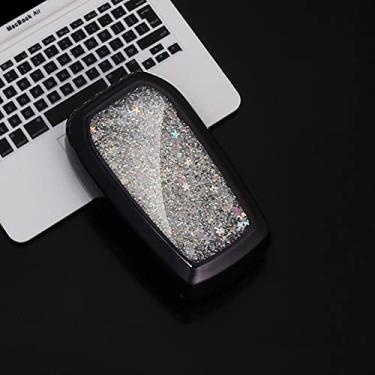 Imagem de WSWJDW Quicksand TPU Car Key Case Cover Chaveiro Ring Key Bag, apto para Toyota Hilux Fortuner Land Cruiser Camry Corolla Crown RAV4 Highland, A, Preto