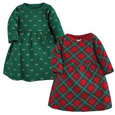 Imagem de Hudson Baby Vestidos de algodão para bebês meninas, Xadrez de Natal, 12-18 Meses