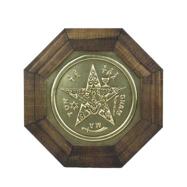 Imagem de Quadro Oitavado Radiônico Pentagrama Esotérico Madeira 18Cm