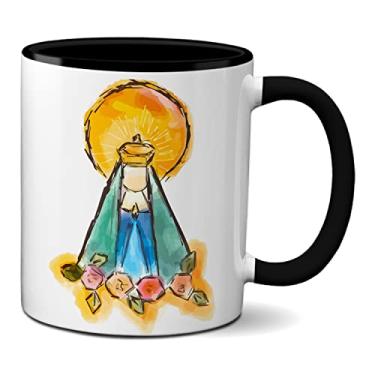 Imagem de Caneca Padroeira Nossa Senhora Aparecida Rogai Por Nós (Preta)