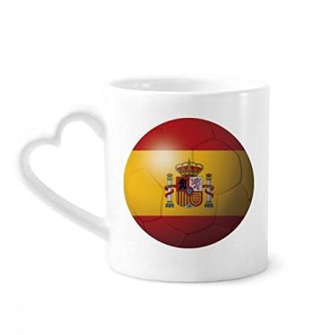 Imagem de Caneca de futebol com bandeira nacional da Espanha caneca de café cerâmica copo de coração de vidro