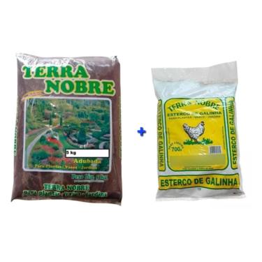 Imagem de Kit Terra Adubada 5Kg + Esterco de Galinha 700Gr Terra Nobre - Plantas - Horta - Plantação