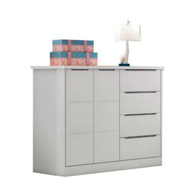 Imagem de Cômoda Infantil Eloá 2 PT 4 GV Branca e Cinza