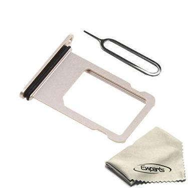 Imagem de Ewparts Suporte de compartimento para bandeja de cartão SIM compatível com iPhone 8 Suporte de bandeja Sim de substituição para cartão SIM dourado com anel de borracha impermeável e pino de ejeção