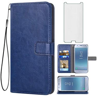 Imagem de Asuwish Compatível com Samsung Galaxy J7 Prime 2017 J 7 Skypro Sky Pro J7V V S727VL, capa tipo carteira de vidro temperado, protetor de tela, porta-cartões, capas para celular para Glaxay Halo 7J Perx