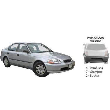 Imagem de Kit Presilha Parachoque Traseiro Civic 1996 A 2000 - Plastcar