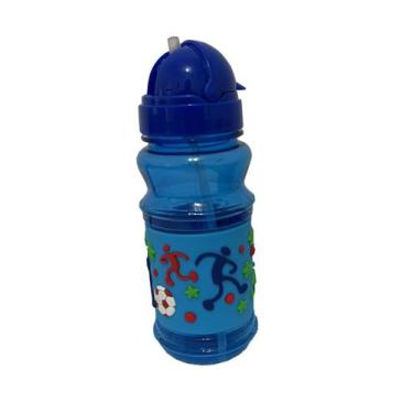 Imagem de Garrafa Infantil 400 ML Emborrachada 3D Alça - DONNA BELLISSIMA, Azul