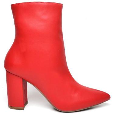 Imagem de Bota Cano Curto Salto Grosso Médio Napa Vermelho Ella's - Ellas Online