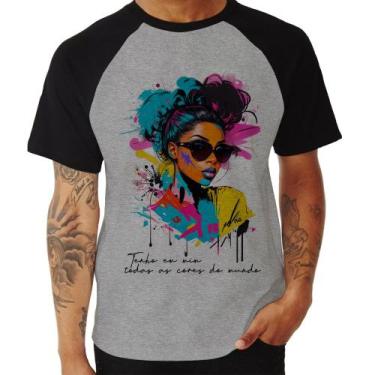 Imagem de Camiseta Raglan Tenho em mim todas as cores do mundo - Foca na Moda, C