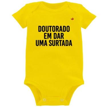 Imagem de Body Bebê Doutorado em dar uma surtada - Foca na Moda, Amarelo, G
