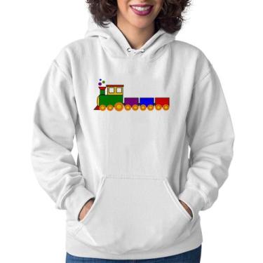 Imagem de Moletom Feminino Trenzinho Colorido - Foca na Moda, Branco, P