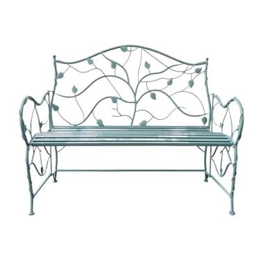 Imagem de Banco ao ar livre Vintage Ferro Rattan Duplo Solteiro, Decoração Cadeira de Jardim, Interior Exterior Pátio Varanda Terraço Lazer Assentos Banco de jardim