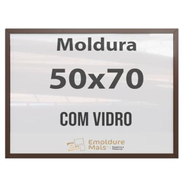 Imagem de Moldura 50x70 Marrom Com Vidro, para Quadros Decorativo para sala, quarto, escritório, poster, casa, fotos, Certificados, Diplomas, Alvara Porta Retrato.