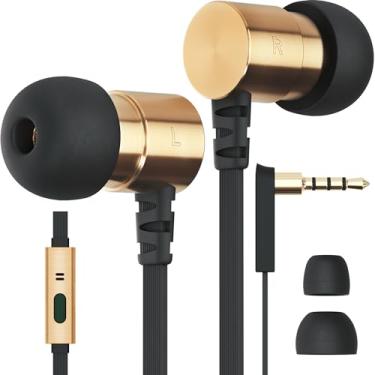 Imagem de Symphonized Fones de ouvido com fio de metal com microfone — fones de ouvido com fio, fones de ouvido com fio com microfone para computador, laptop e telefone — fones de ouvido intra-auriculares com