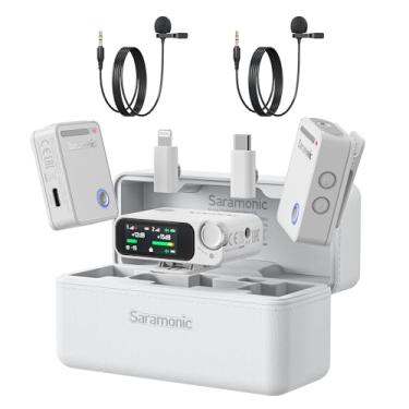 Imagem de Saramonic Microfone Lavalier ultra sem fio, gravação flutuante de 32 bits, sincronização de código de tempo, cancelamento de ruído, resistência à água IPX5, alcance de 984 polegadas, SPL de 130 dB