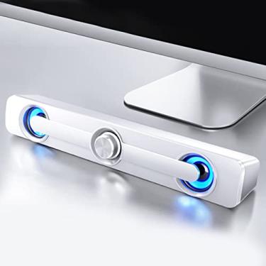 Imagem de ASHATA Alto-falante baixo, barra de som subwoofer, para computador laptop (branco)