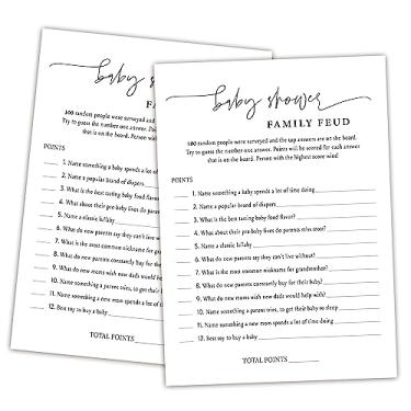 Imagem de Baby Shower Family Feud Game - Pacote com 30 cartas de jogo, 1 chave de resposta, jogo de chá de bebê para meninos e meninas, decorações de chá de bebê neutro de gênero, suprimentos para jogos de feudes de bebê-06