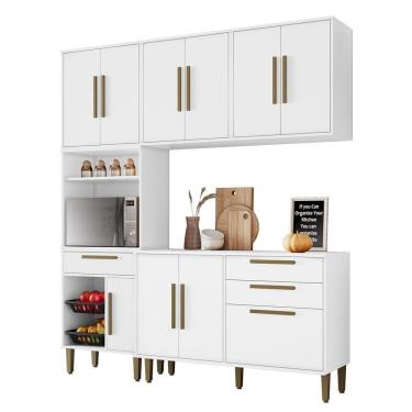 Imagem de Cozinha Completa 4 Peças 10 Portas 2 Gavetas Com Fruteira Lorena Branco