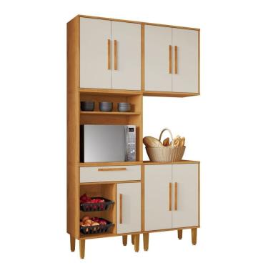 Imagem de Cozinha Completa 3 Peças 7 Portas 1 Gaveta Com Fruteira Lorena Nature/off White