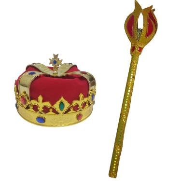 Imagem de Kit Fantasia Rei Luxo Com Cetro E Coroa