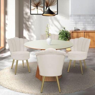 Imagem de Kit 4 Cadeiras De Jantar Pétala Com Pés Em Aço Dourado - Bz Home Decor