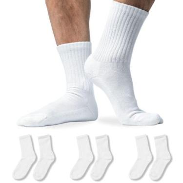 Imagem de Kit 3 Pares Meia Cano Longo Esportiva Academia - Genérico, Branco, 38-