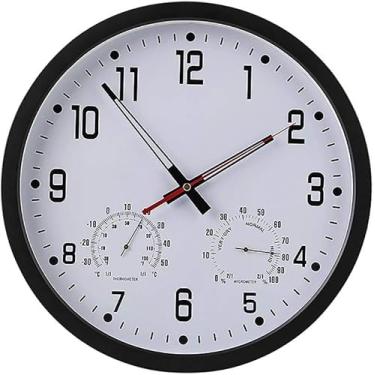 Imagem de Relógio De Parede Mudo De Quartzo Simples E Elegante De 35 Cm Com Temperatura E Umidade, Tique-taque Silencioso Varrendo Segundos, Relógio Escolar De Escritório De Cozinha Doméstica, A