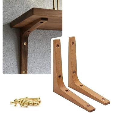 Imagem de 2pcs Prateleiras De Madeira Suportes De Prateleira Flutuantes - Prateleiras De Suporte De Armário De Cozinha Para Parede, Material De Madeir, Primary Color (Beech), L 170mm X H 170mm X W 25mm