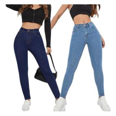 Imagem de Kit 2 Calça Jeans Feminina Lycra Sortidas Reta - Apollogy, 42