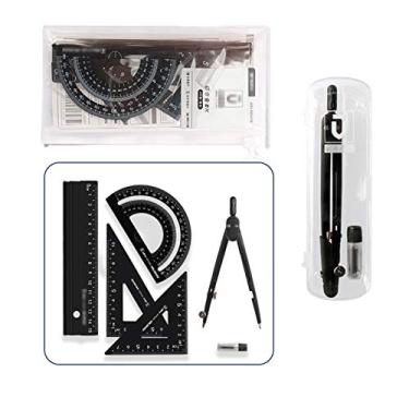 Imagem de Bússolas de desenho conjunto de bússolas multifuncionais para estudantes, conjunto de regras de geometria de teste, conjunto de ferramentas de desenho matemático de 6 peças e material de escritório